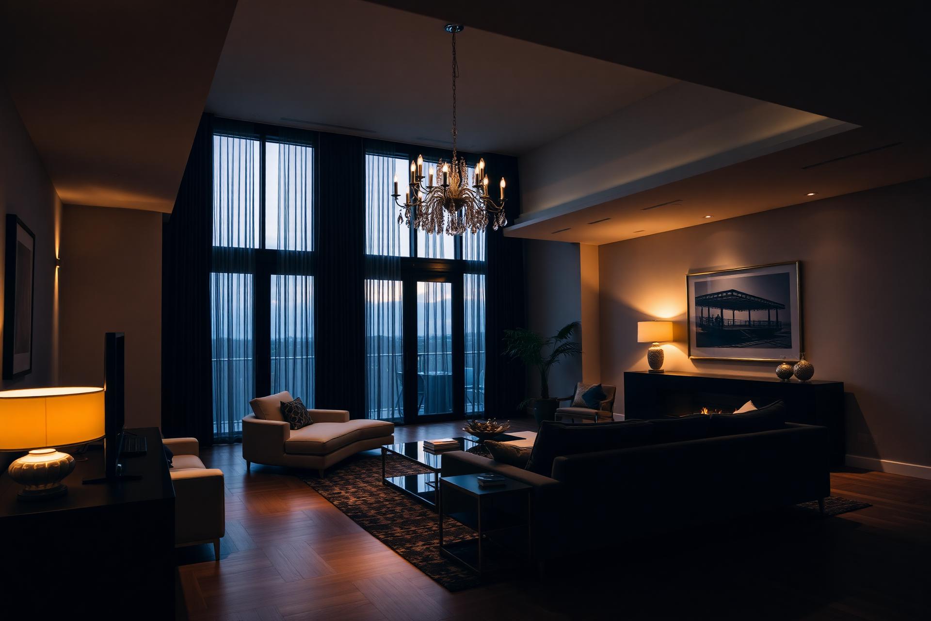 Elegantes Wohnzimmer mit Kronleuchter
